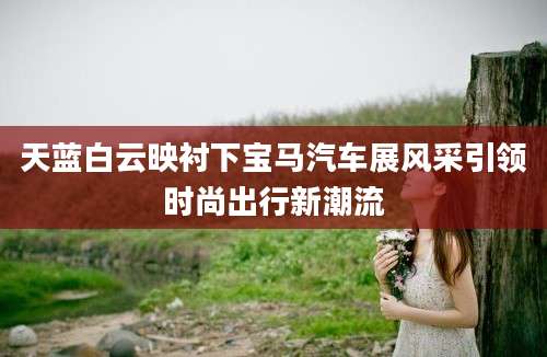 天蓝白云映衬下宝马汽车展风采引领时尚出行新潮流