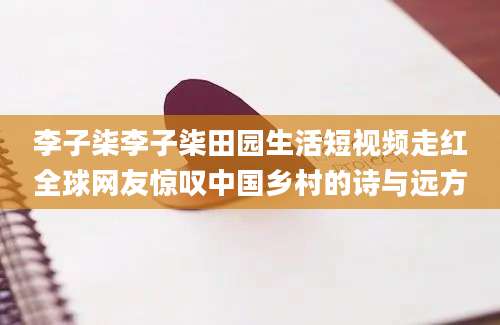李子柒李子柒田园生活短视频走红全球网友惊叹中国乡村的诗与远方
