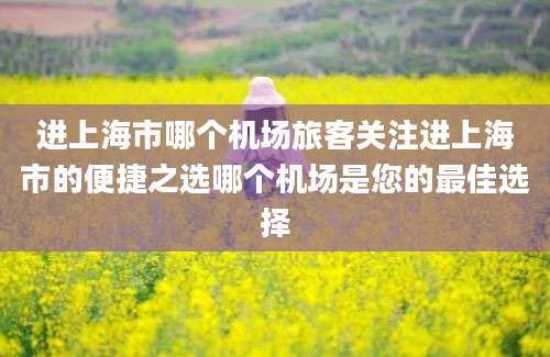 进上海市哪个机场旅客关注进上海市的便捷之选哪个机场是您的最佳选择