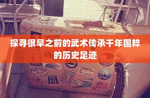 探寻很早之前的武术传承千年国粹的历史足迹