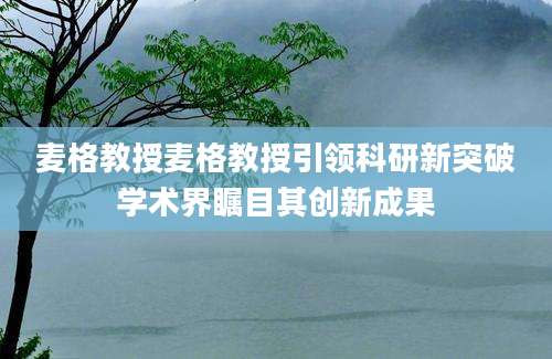 麦格教授麦格教授引领科研新突破学术界瞩目其创新成果